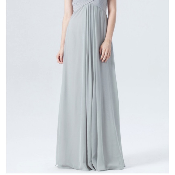 Beautiful Grey Bridesmaid Dress with Lace Shoulder Detailing - Picture 2 of 10